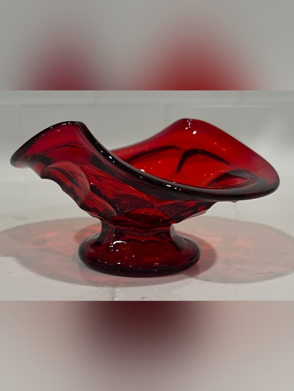 Fenton Ruby Red Georgian Bon Bon Or Trinket Dish 1950s - 1960s Vintage - Picture 4 of 8